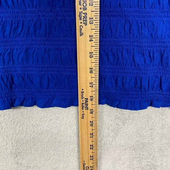 Madewell Top Womens XS Blue Smocked Boatneck Tank Brilliant Sapphire NV912 - Picture 8 of 12